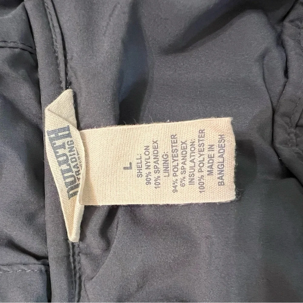 Duluth Trading Men’s Quilted Insulated Hooded Jacket Black Size Large